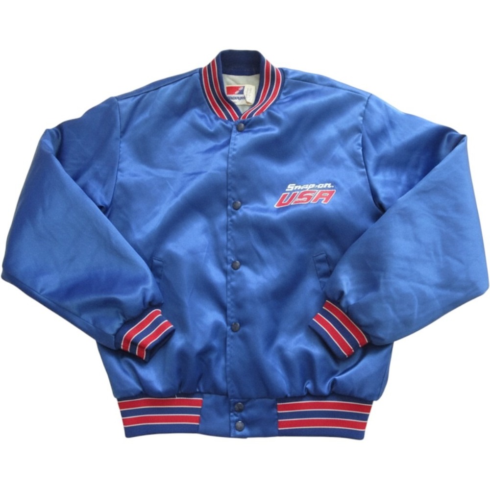 Vtg Swingster Snap-On USA Satin Bomber Jacket Men Sz M (Made in USA) MJ122